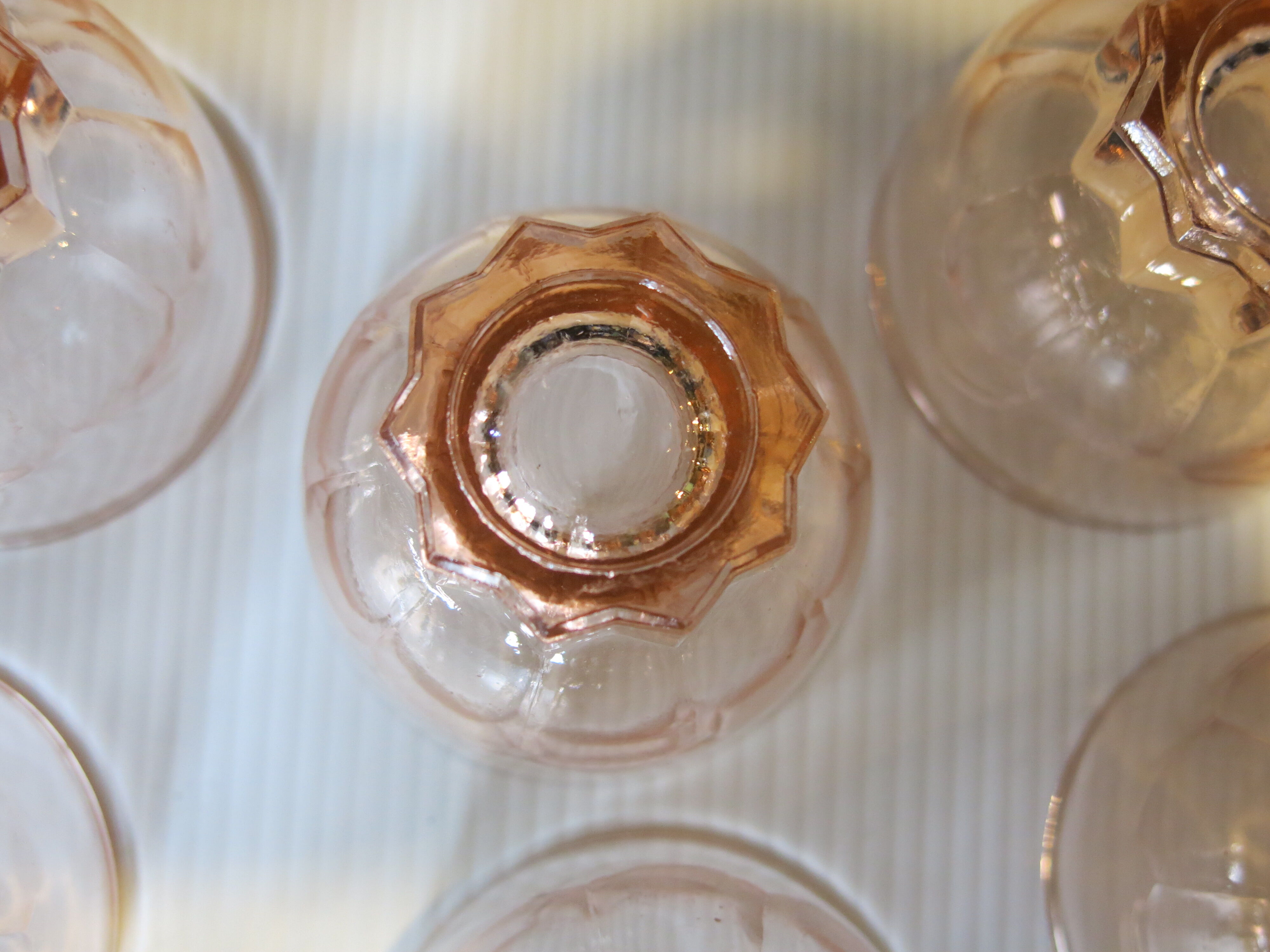 6 vintage pink glasses