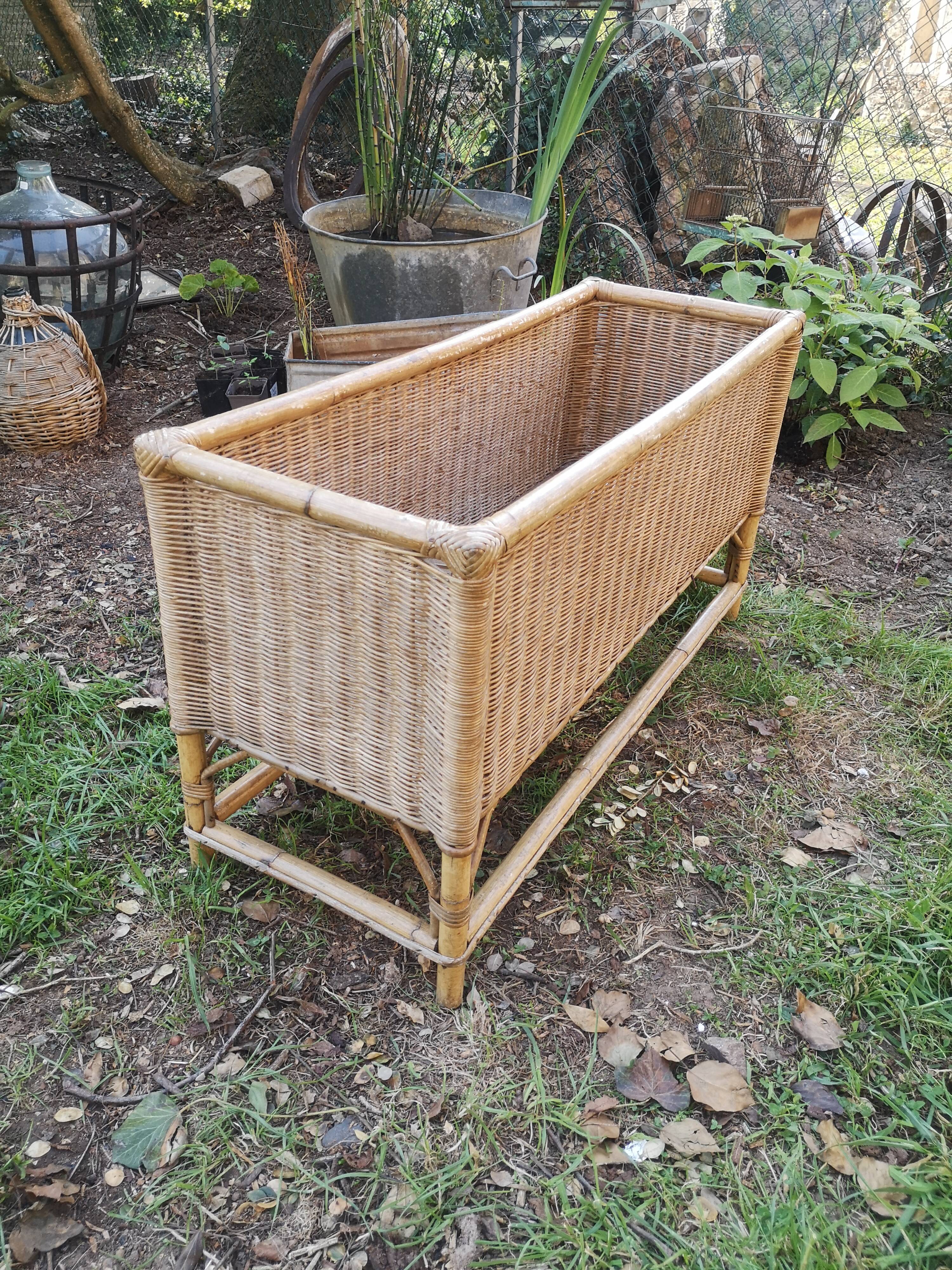 Vintage rattan planter