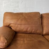 Roche-Bobois brown leather sofa