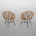 Pairs of rattan chairs