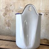Old white and blue enamelled enema pot
