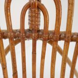 Vintage Curved rattan and bamboo armchair - 1960s