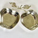 Vintage double apple metal silver-plated pocket tray – 1970s