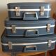 Set of three grey air hostess suitcases / vintage 60s-70s