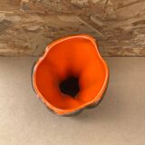 Antique vase vallauris ceramic art brown orange vintage