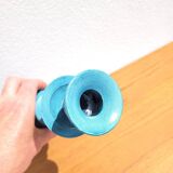 Turquoise blue metal baluster candle holder