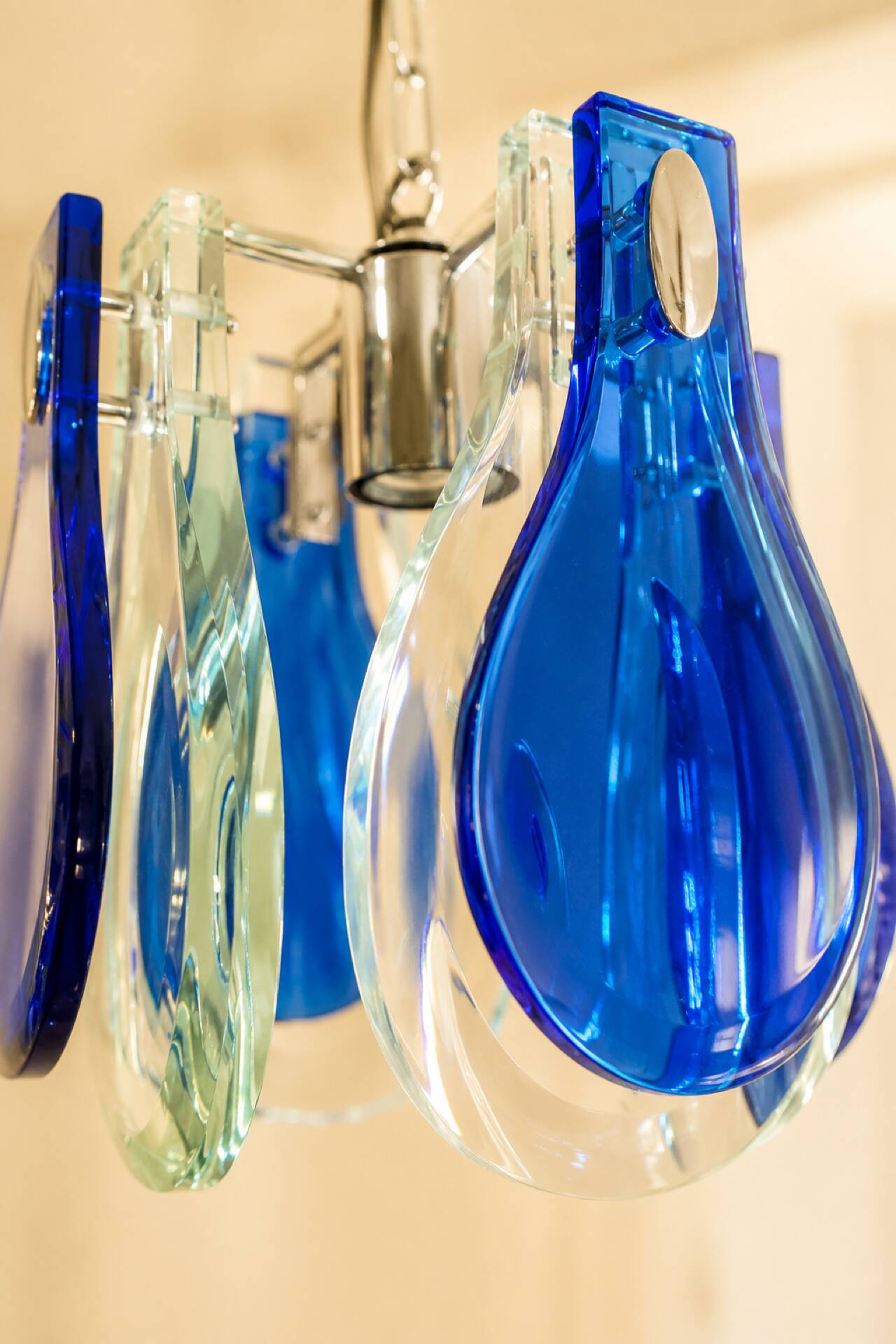 Blue Murano glass suspension light, Italy, 1970s
