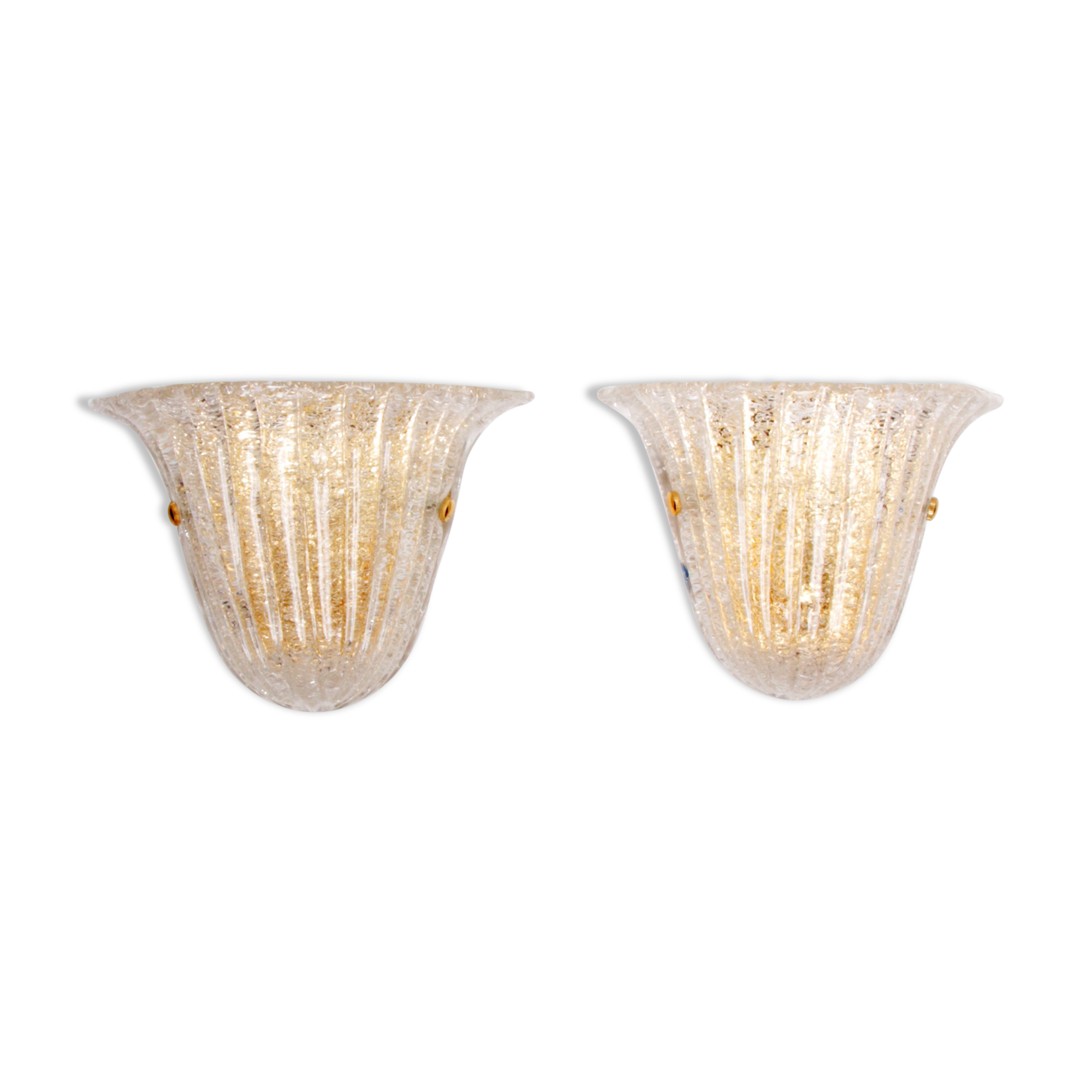 Set of 2 Murano Glass wall lamps by Venini, 1970 Italy.