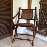 Teak and cane folding chair from the 1900s
