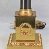 Lamp in gilded bronze and patinated empire style pleated lampshade