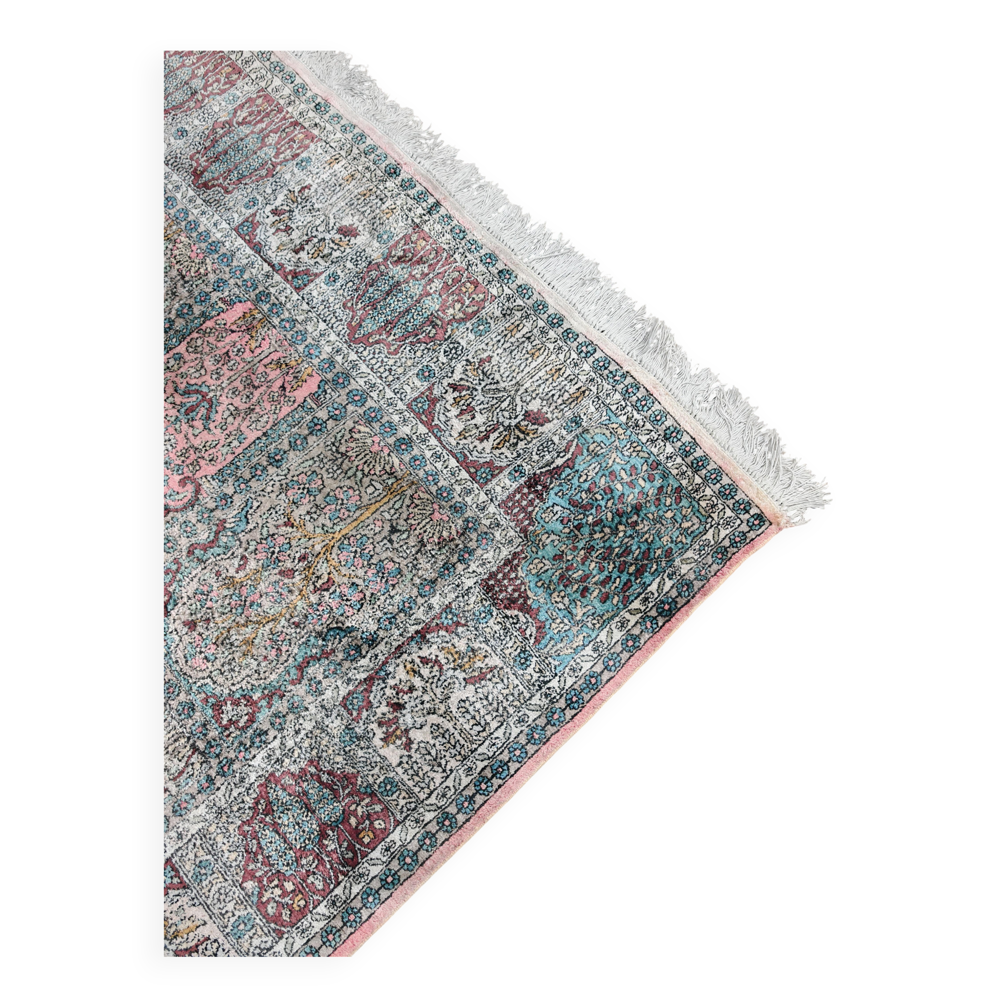 XXL vintage carpet in Kashmir silk Garden of Paradise