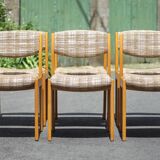 Dining room chairs X 6, vintage chair, vintage wood and fabric chair, series of chairs, decoration