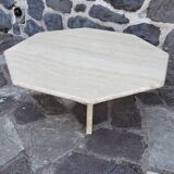 Octagonal travertine coffee table