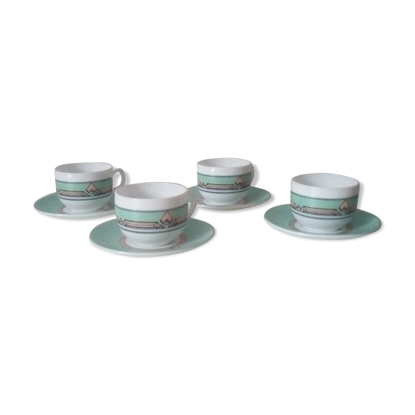 Lot of 4 vintage coffee cups graphic pattern