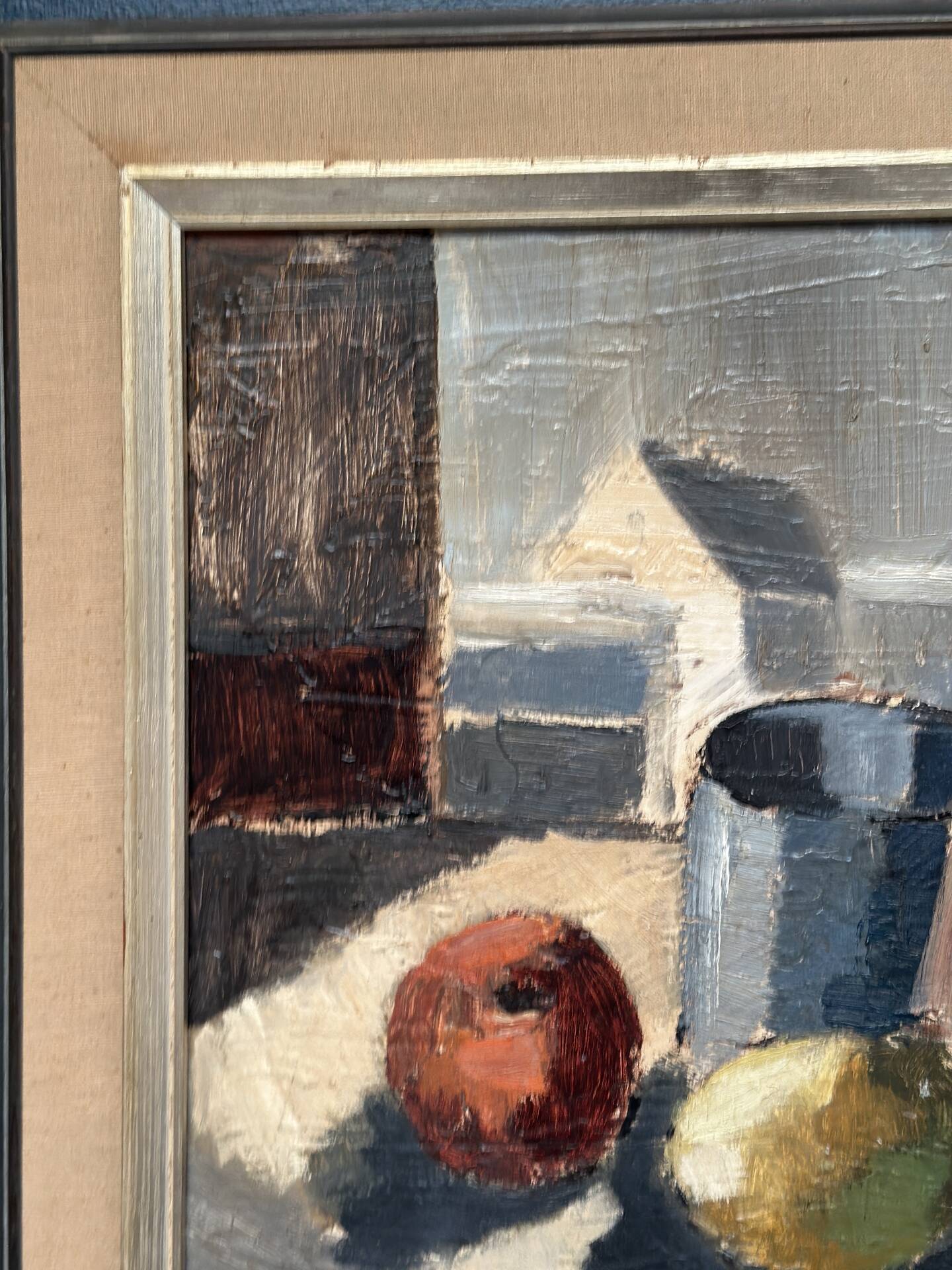 Huile sur panneau – « Nature morte » attribuée à Åke Wilhelm Andersson – 1962
