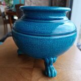 Tripod vase in crackled ceramic by Pol Chambost