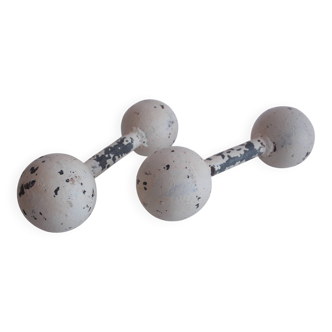 Ensemble d'haltères Art déco à double boule, années 1930.