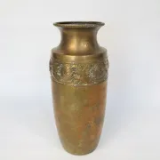 Art Nouveau Wrought and Hammered Brass Vase from WMF, Germany 1920s