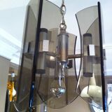 Metal chandelier and smoked glass 1970