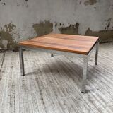 Walnut and modernist chrome coffee table