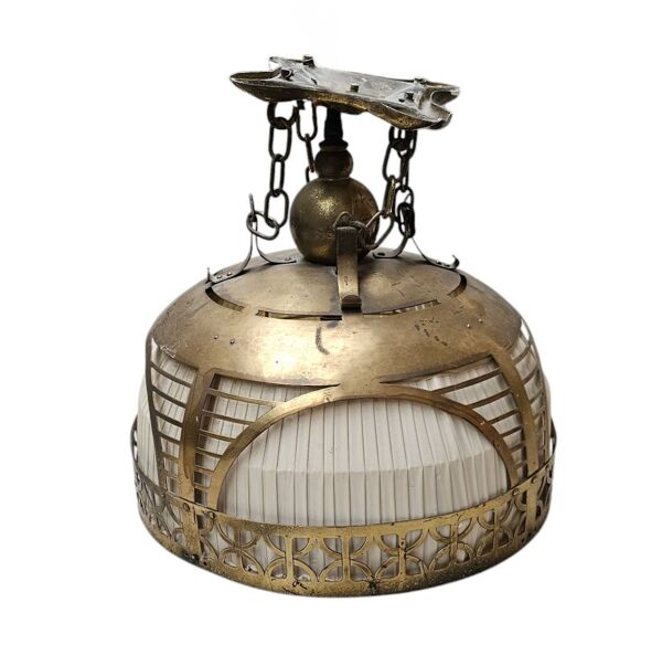 Ecole d'Amsterdam / lampe suspendue / cuivre années 1920 / Johanna van Eijbergen