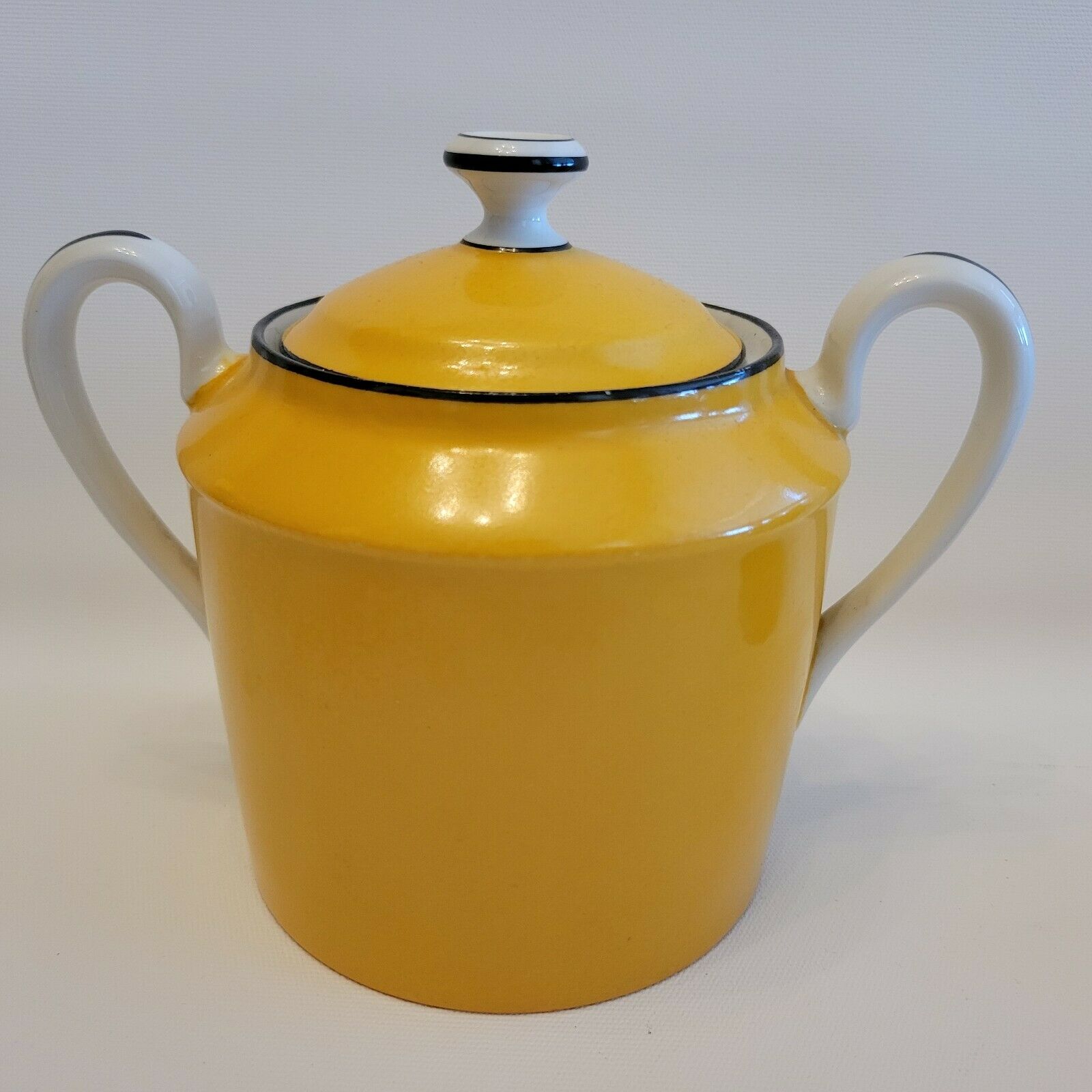 Sugar bowl and porcelain milk jar Limoges mustard yellow color