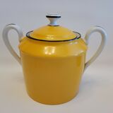 Sugar bowl and porcelain milk jar Limoges mustard yellow color