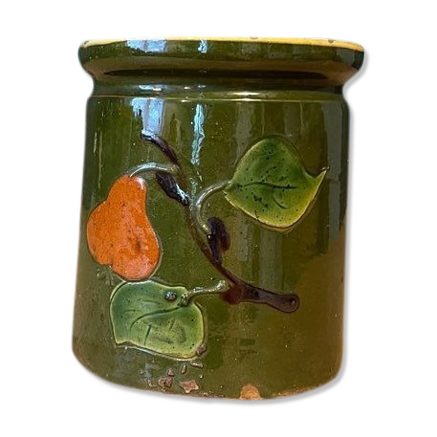 Jam jar with pear pattern Savoyard pottery