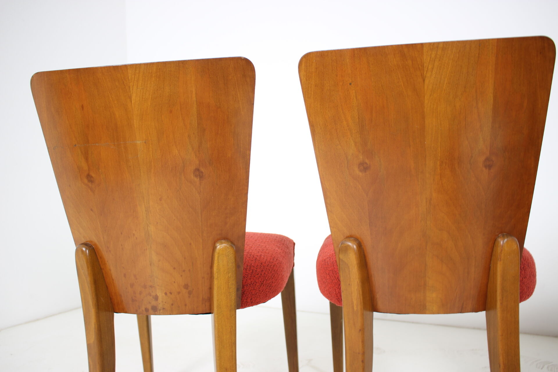 Set of four restored dining chairs model H-214 designed by Jindřich Halabala, 1950's.