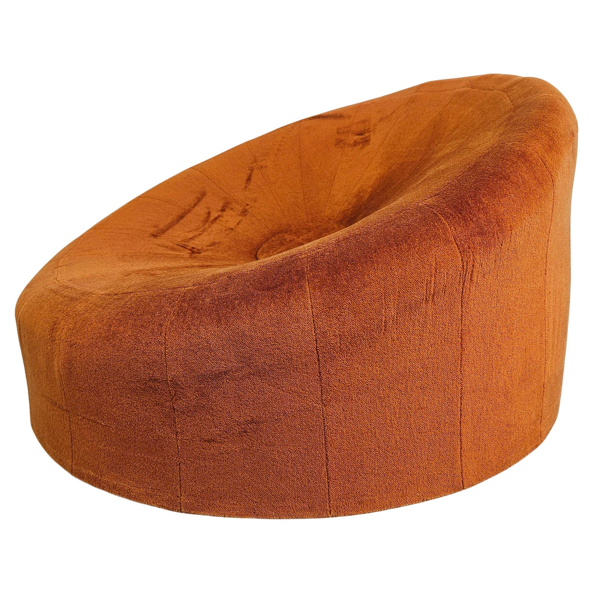Round armchair in the style of Pierre Paulin, oversized pouf, velvet.