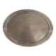 Large oval gallery serving tray in silver metal