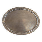Large oval gallery serving tray in silver metal