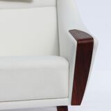 Fauteuil en tissu blanc de conception danoise, années 1960