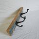 Solid teak coat hook with 2 double cast iron hooks