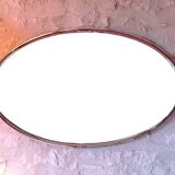 Oval art deco mirror with vintage chrome frame from the 70s