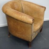 Vintage club chair in cognac-coloured leather Netherlands