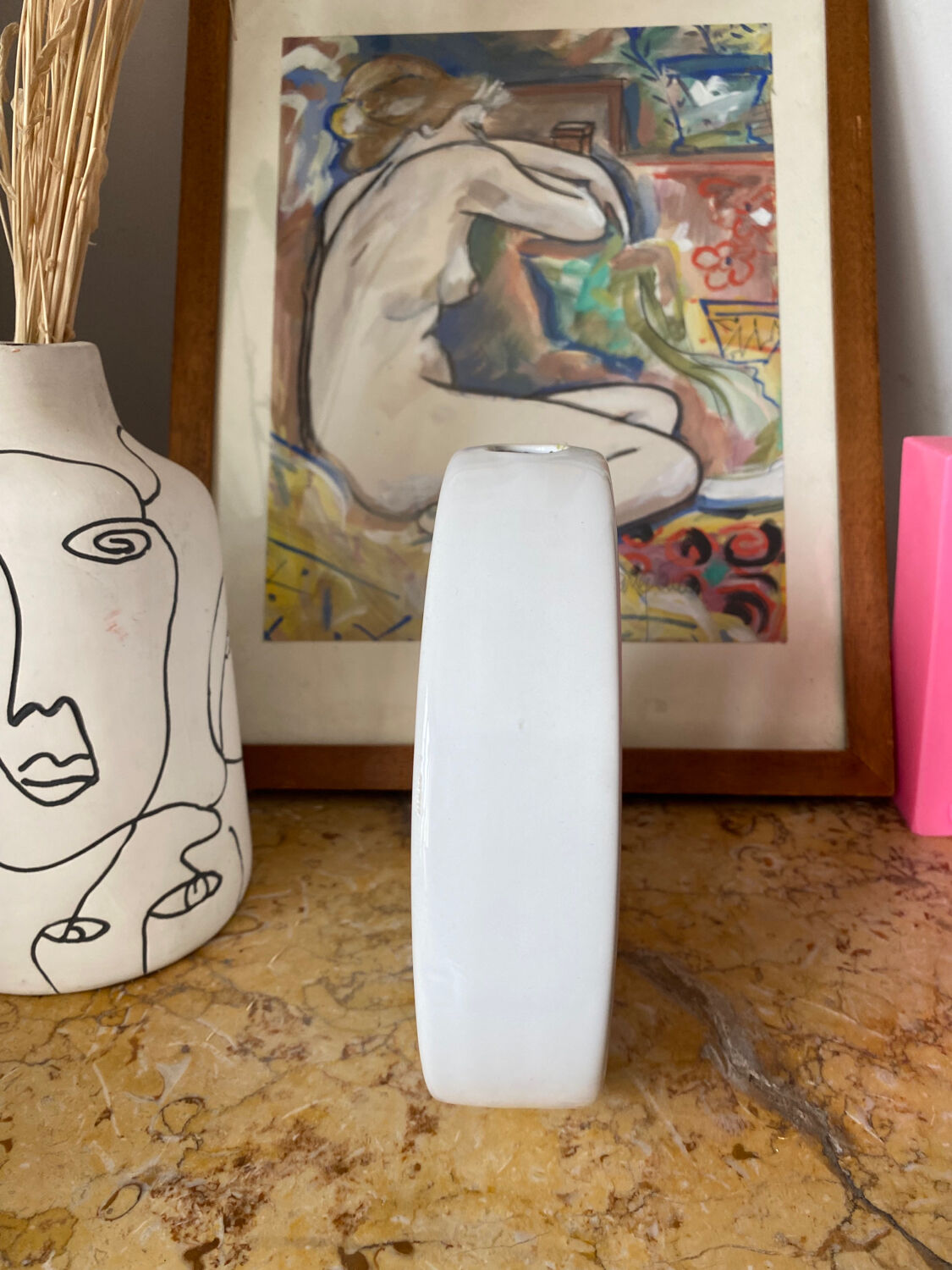 Round vintage ceramic vase