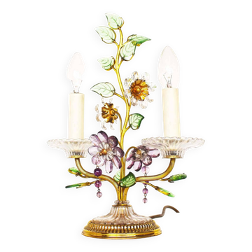 Incredible large gilt and crystal Floral table lamp by Palwa