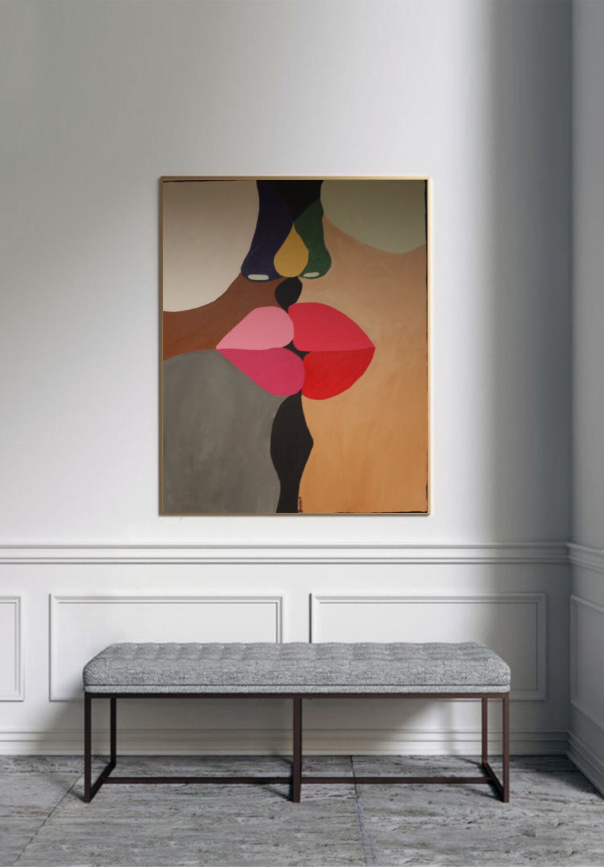 Acrylic paint The last of kisses colorful painting for contemporary design