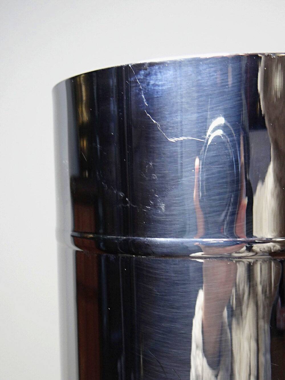 Vintage champagne bucket from the 80s-90s by Orfévrerie Jean Couzon in 18/10 stainless steel.