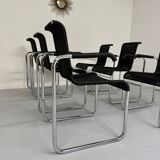 6 chaises noires tubulaires design d'Axel Bruchhäuser modèle D20 bauhaus