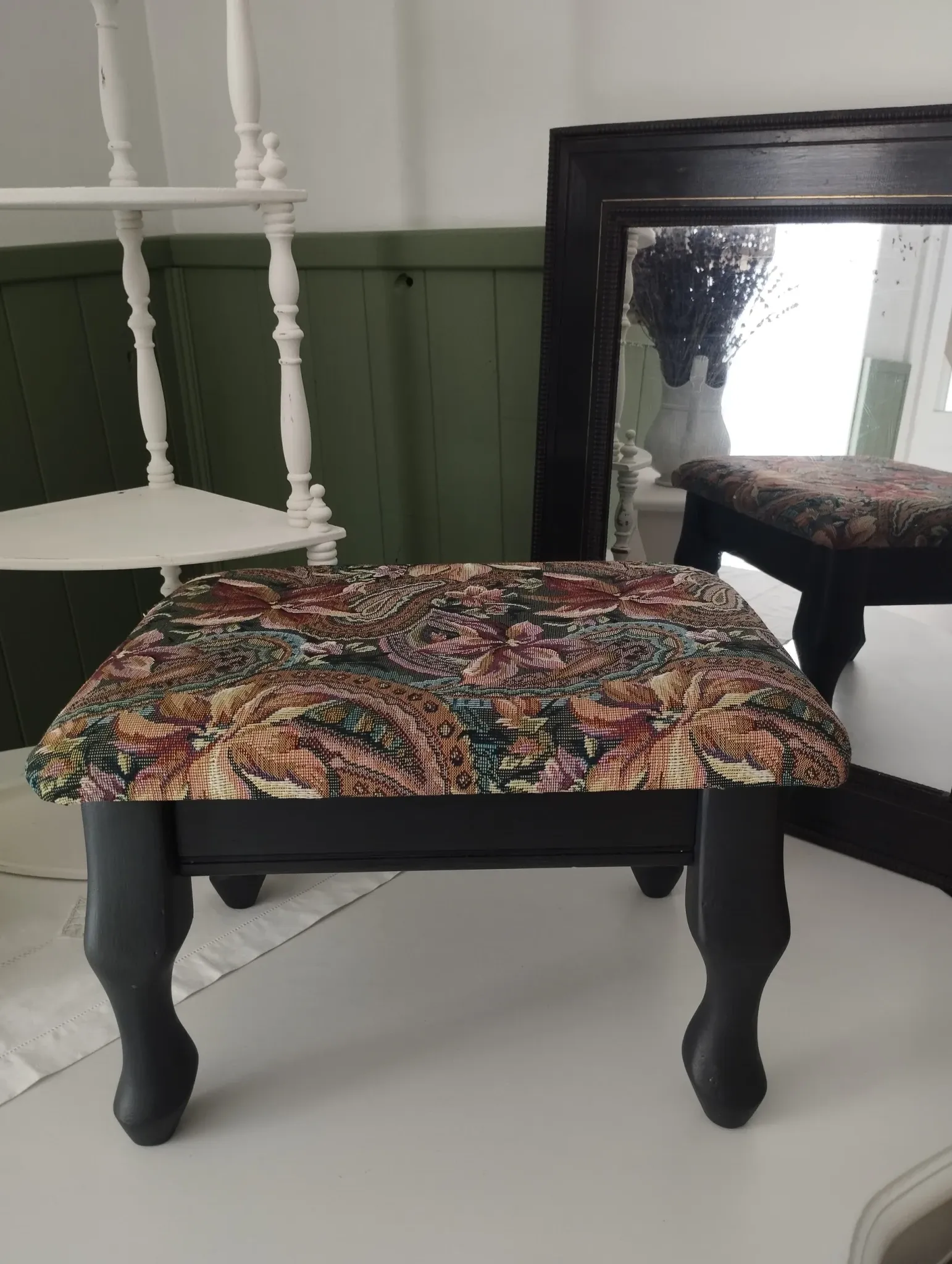 Small vintage tapestry footstool.