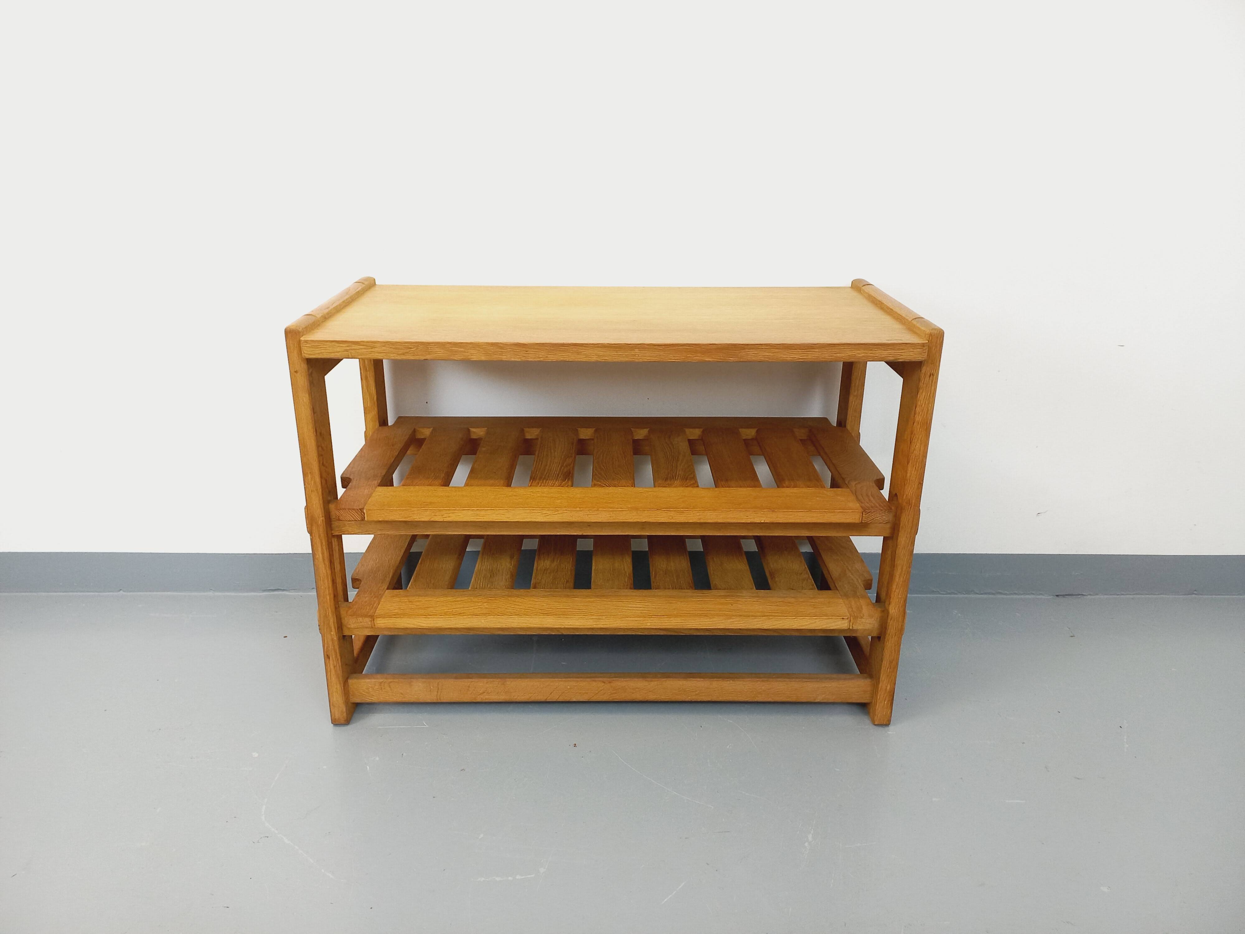 Guillerme et Chambron vintage open storage unit in solid oak