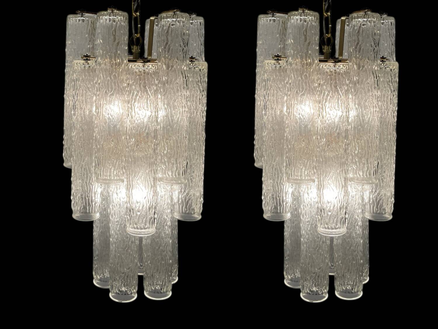 Set of 2 Murano Glass Tube Chandeliers 1970’s