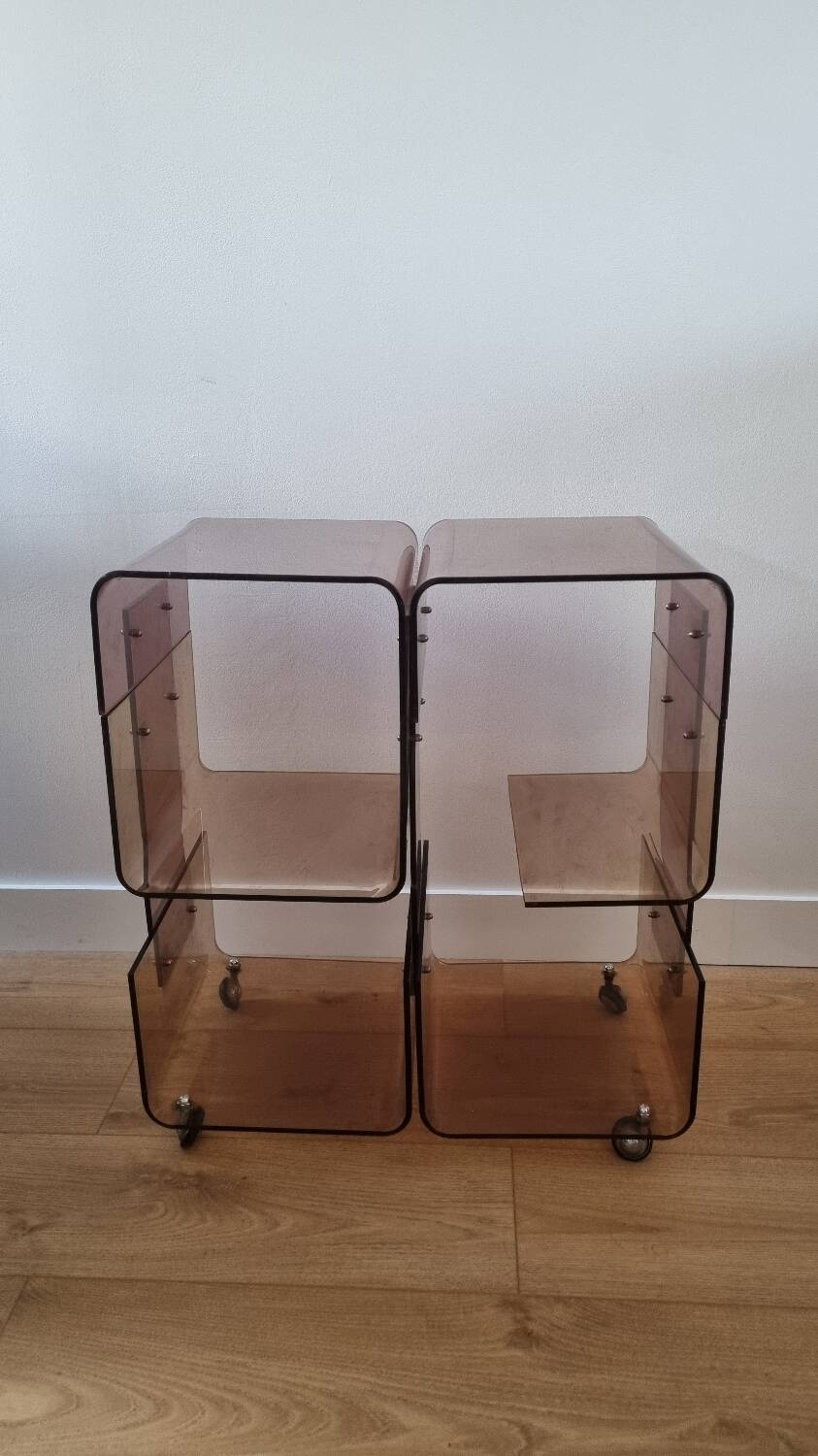 Vintage smoked plexiglass furniture