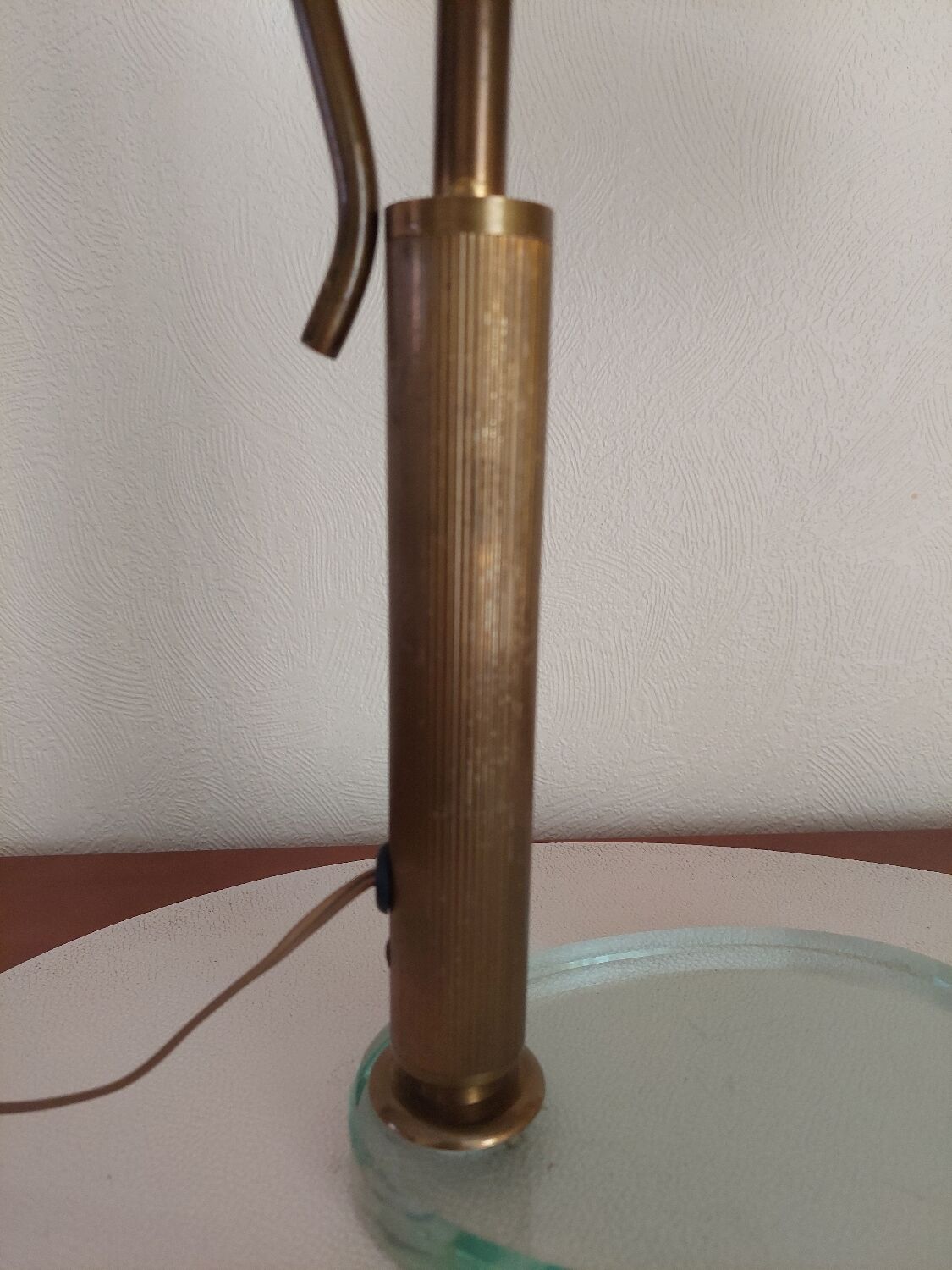 Italian Desk lamp  1950 brass and glass