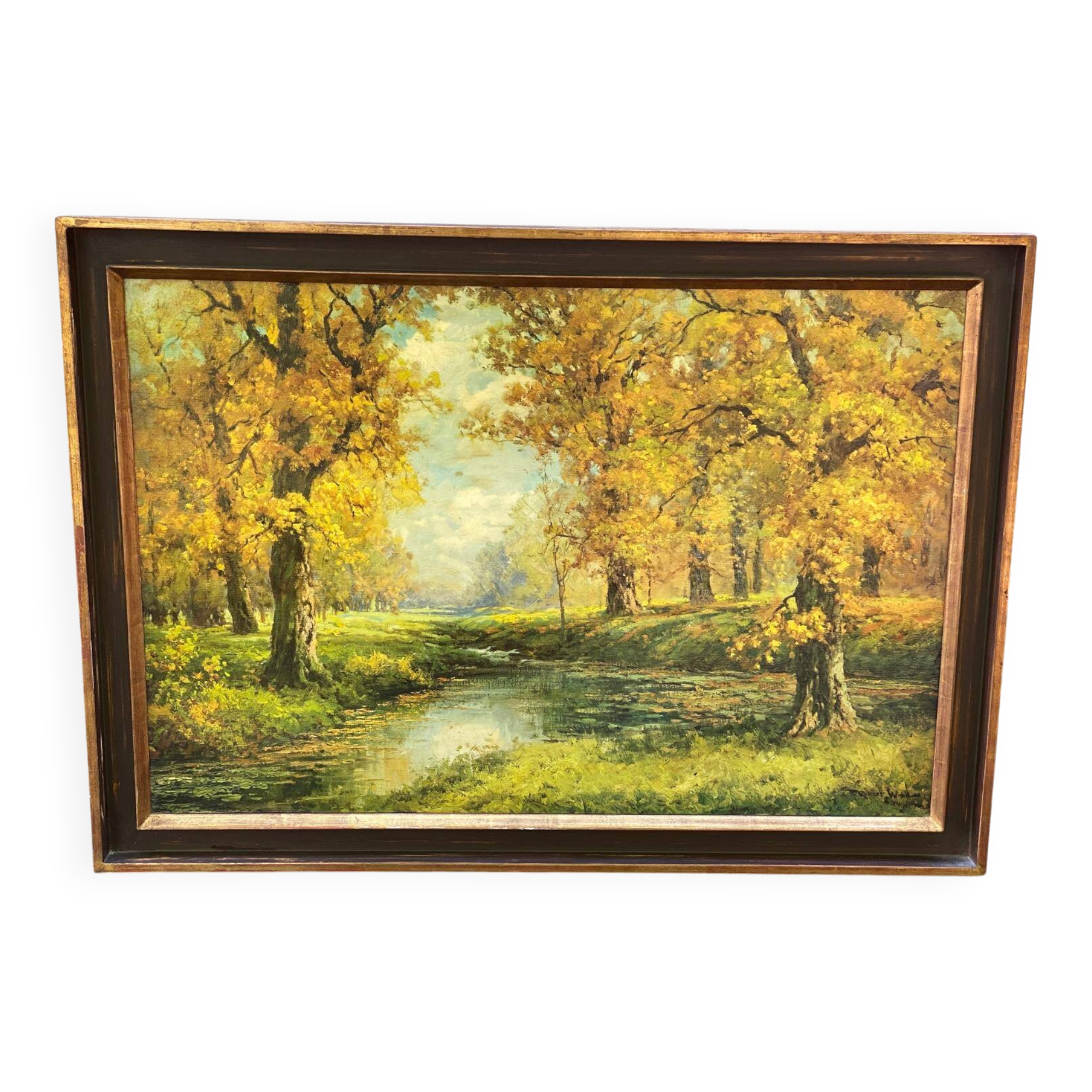 Robert Wood oil painting on canvas forest undergrowth 100x70cm