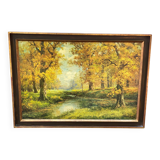 Robert Wood oil painting on canvas forest undergrowth 100x70cm