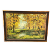 Robert Wood oil painting on canvas forest undergrowth 100x70cm