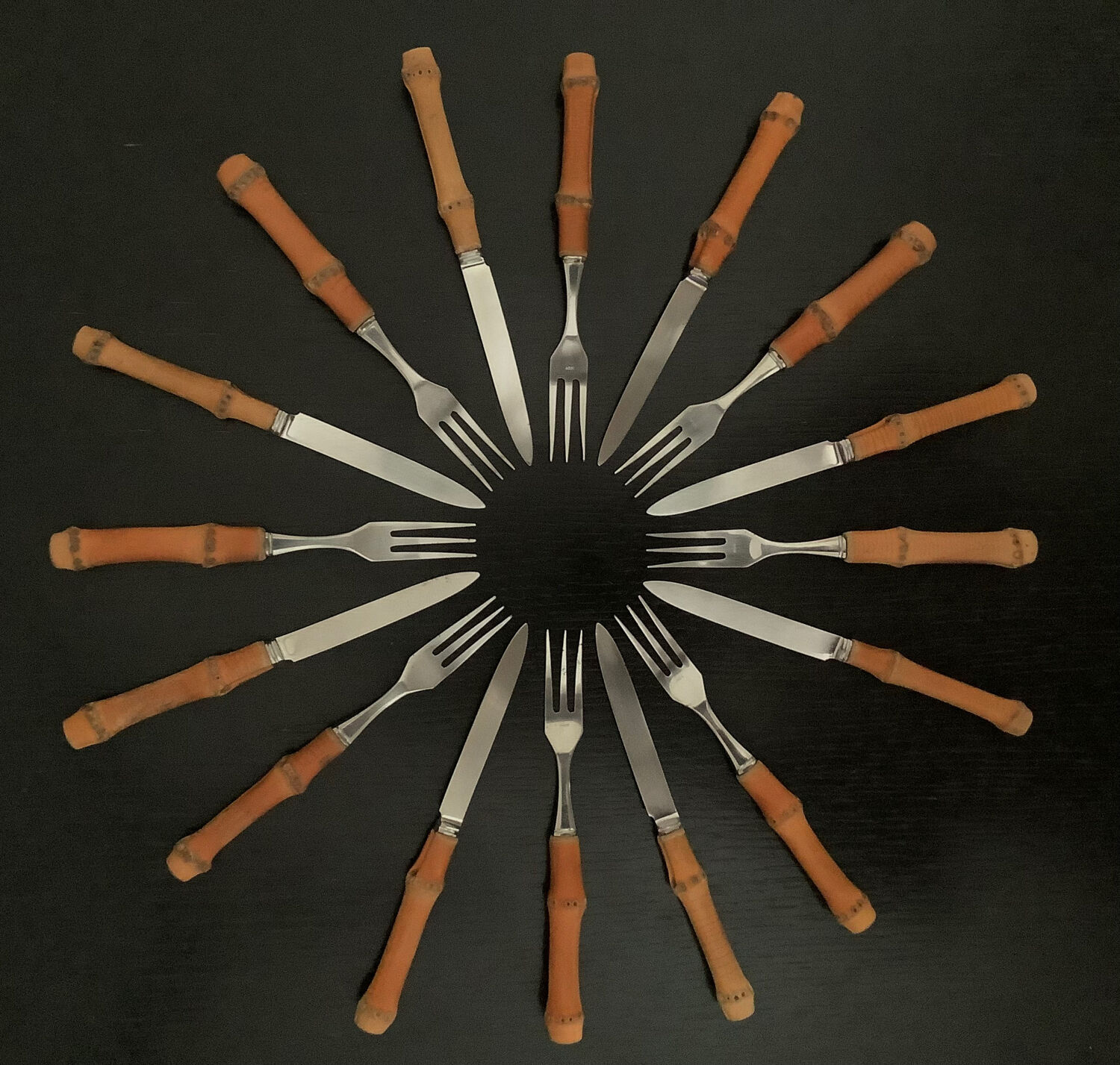 Vintage bamboo handle cutlery